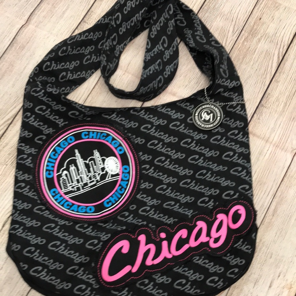 Chicago Cityscape Black and Pink Tote Bag